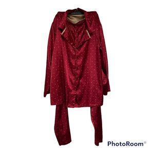 Sensara womens plus size pajamas 2x Dark Red Maroon Set Button Front Drawstring